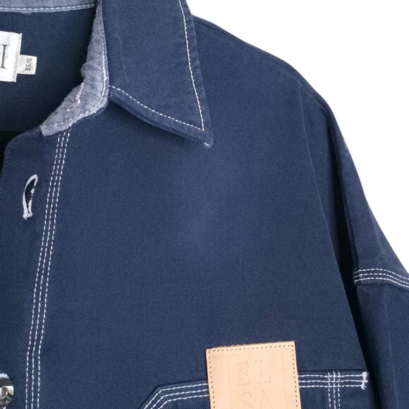 Helsa Denim Overshirt in Navy Oversized Jacket‎ Size XS/S - Picture 9 of 11
